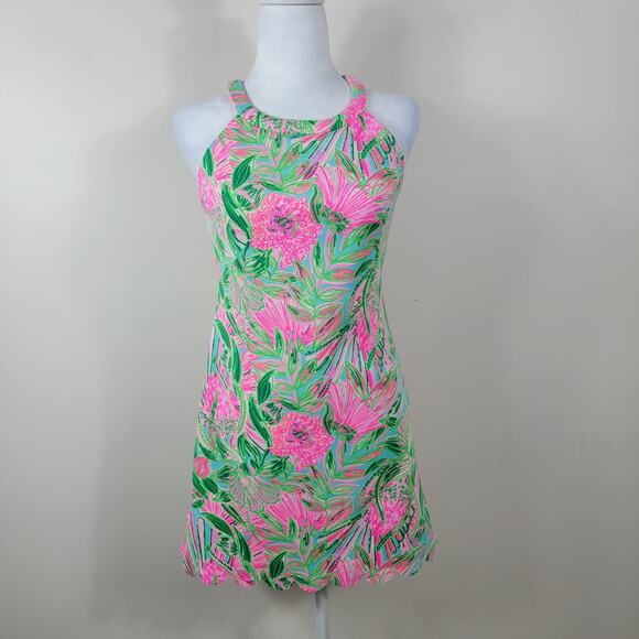 Lilly Pulitzer Dresses & Skirts - Lilly Pulitzer Shift Dress 14 (Fits 4/6) Pink Floral Scallop Hem Resort Tropical